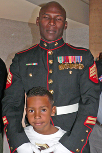 Marine Sgt. Shaka Greene and his son Shaka, Jr.
