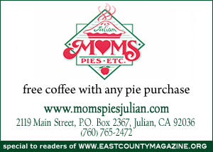 free coffee with any pie purchase at Mom's Pies Etc