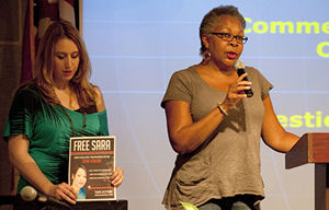 Photographer Elizabeth O'Hara and Sara's aunt Anne-Catherine Rogan at the Marty Block Sex Trafficking Forum on April 26 (photo: Ron Logan)