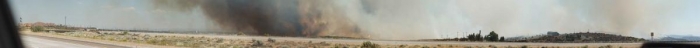 Panoramic of Old Fire approaching Golden Acorn, shot Sunday by Daren Sefcik