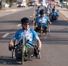 Veterans ride hand cycles in Soldier Ride Tampa. (Wounded Warrior Project)